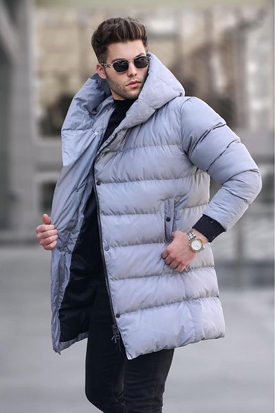 Madmext Stone Long Side Zip Puffer Jacket 5743