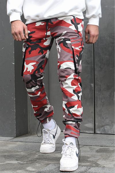 Madmext Rote Camouflage Cargo-Tasche Herren Jogginghose 5791