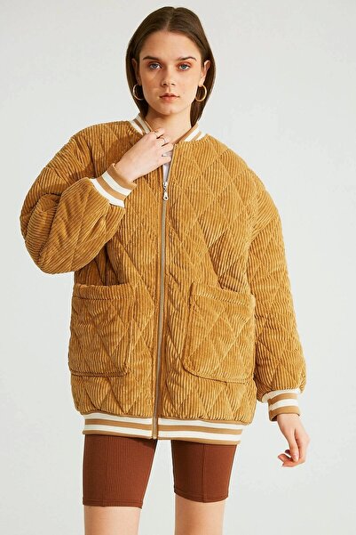 Robin Βελούδινο παλτό Bomber γιακά με μεγάλη τσέπη