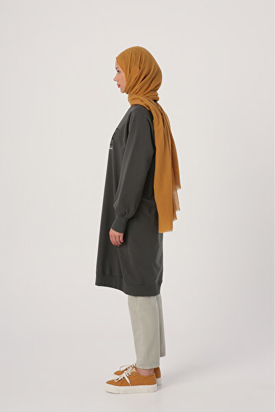 ALLDAY Antracitová nášivka vyšívaná tepláková tunika