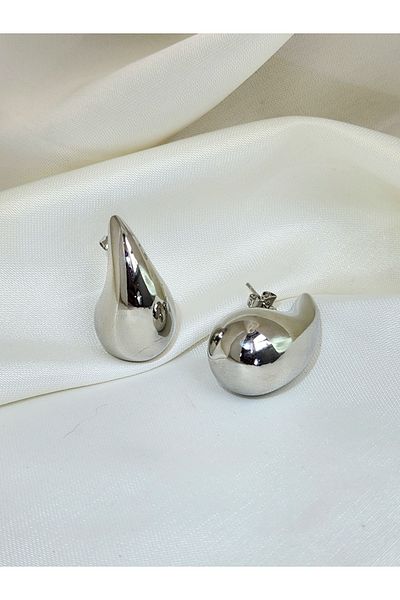 Eva Takı Italian Rachel Drop Silver Silver Colored 3cm Earrings