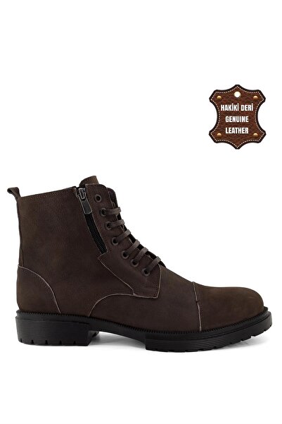 M.P. M.P. 232-4241MR Erkek Hakiki Deri Düz Bot Kahverengi