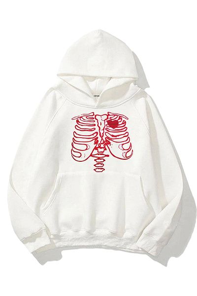 Carpe Red Rib 3 Thread White Oversize Sweatshirt