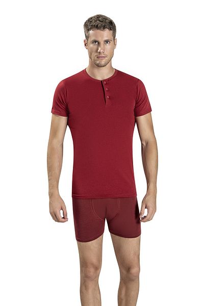 Jiber Ανδρικό μπλουζάκι με κουμπιά Claret Red 128