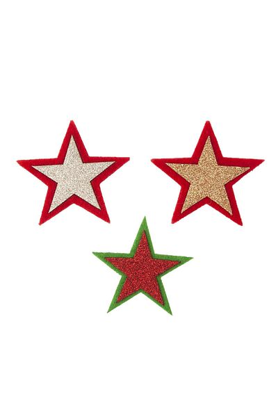 garaccu Glitter New Year's Star 5 Pieces, Felt Star Ornament