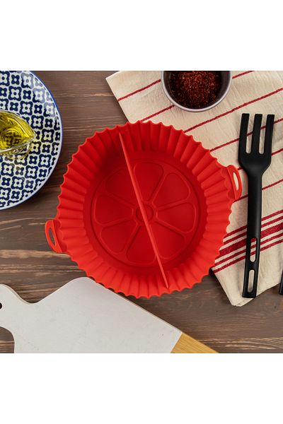 allwear Slotted Silicone Airfryer Cooking Container Bpa Free. Red
