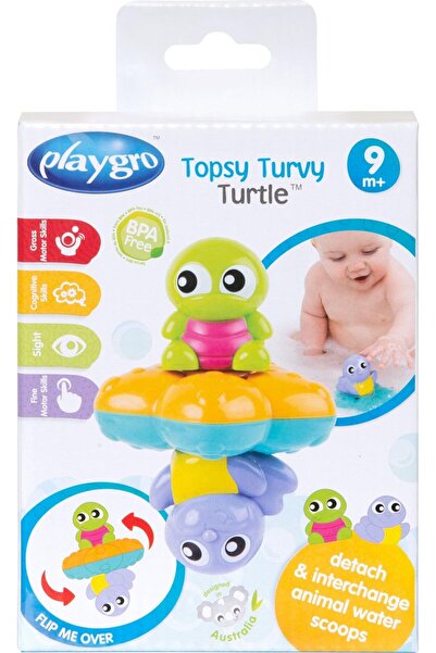 Playgro - Topsy Turvy Turtle - Ters Çevrilebilir Kaplumbağa Banyo Oyuncağı