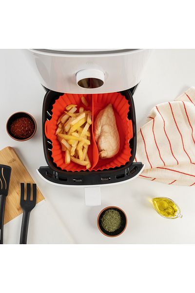 allwear Slotted Silicone Airfryer Cooking Container Bpa Free. Red