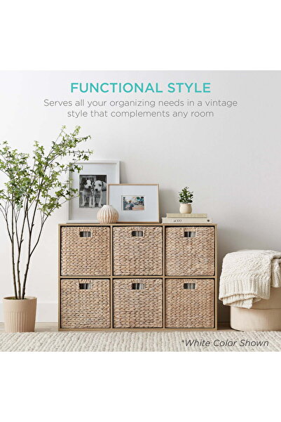 LİLLA HOME Hasır Doğal Deniz Sazı Rattan Bambu Katlanır Sepet Kutu 30x30x30