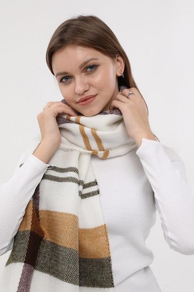PHIL HILL Women's White Stripe Patterned Soft Textured Scarf Shawl