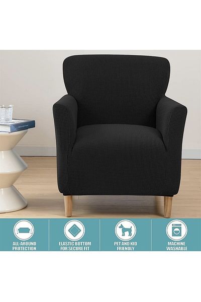 uzhanem Lycra Fabric - Square Patterned Armchair Single Sofa Cover