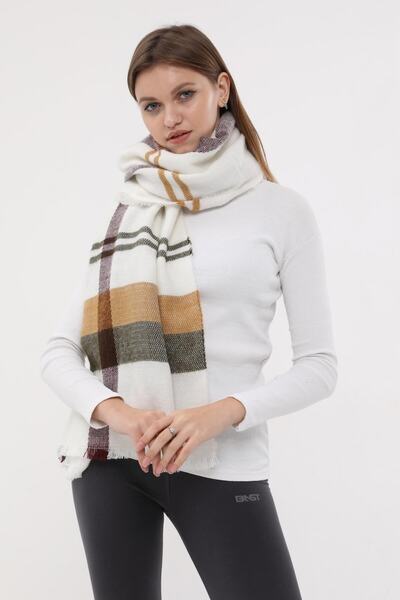 PHIL HILL Women's White Stripe Patterned Soft Textured Scarf Shawl