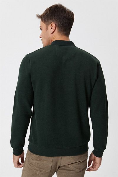 Lee Cooper Πράσινο ανδρικό φούτερ με γιακά πόλο Newblend