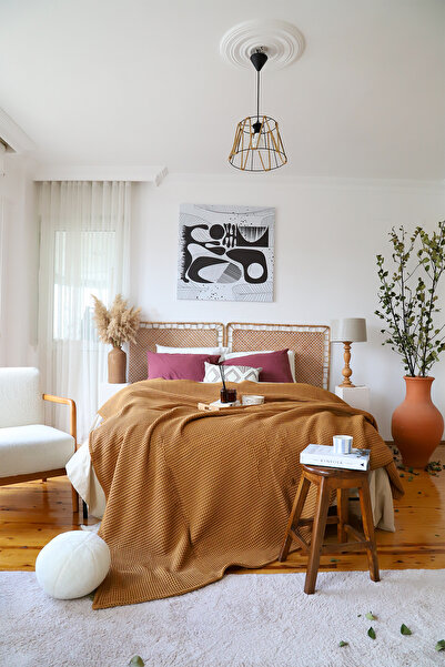 vivamaison Двоспальне покривало для ліжка Waffle Pike з бавовни, карамельний ...