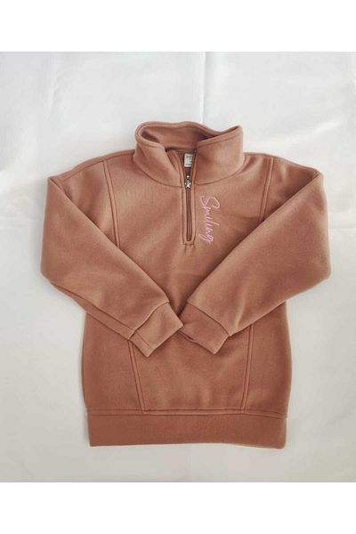 zyc Girl's Stand Collar Half Zipper Winter Fleece