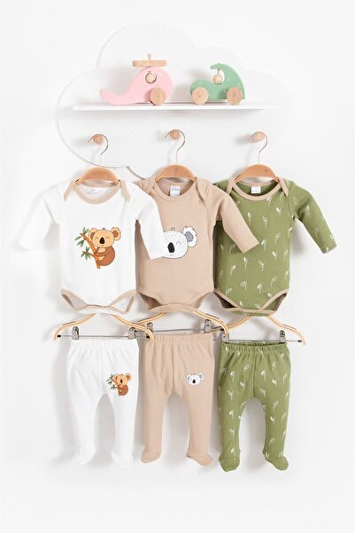 Bubito Koala Visual Corded Cotton Cotton Baby 6dílná sada horní a dolní části