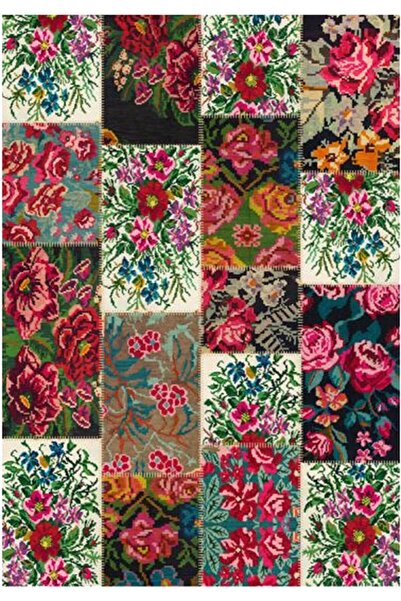 Çam Halı Gloria Td76602 Multi Karabağ Patchwork Desen Dokuma Saçaklı Kilim