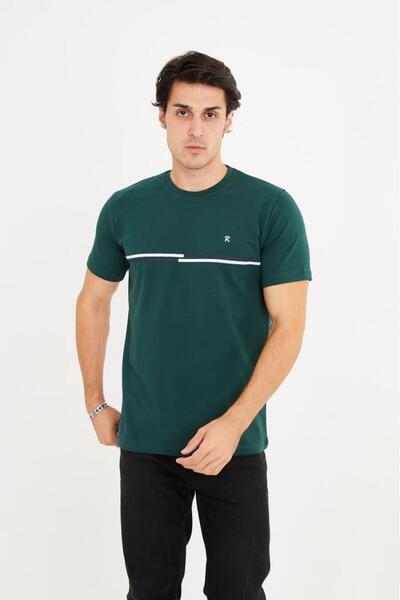 Rey Polo Crew Neck Stripe Detailed Basic T-Shirt