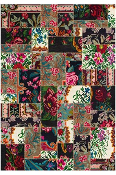 Çam Halı Gloria Td762 Multi Karabağ Patchwork Desen Dokuma Saçaklı Kilim