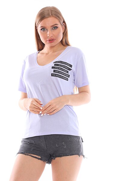 Alışveriş Sokağı Γυναικείο T-Shirt με φαρδιά λαιμόκοψη κειμένου