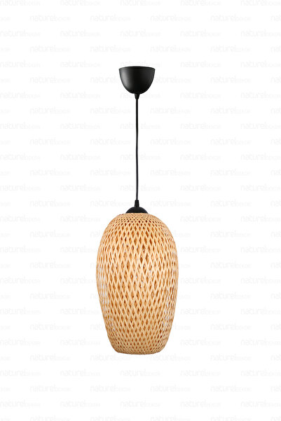 Naturel Home Bohem Bambu Boja Pendant Sarkıt Avize Lamba 23 cm  Iskandinav Modern Rattan Aydınlatma