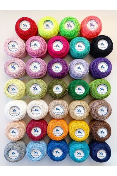 ULUKARDEŞLER İPEKYOLU طقم خيط قطن مثل رقم 3 34 لون × 20 جرام