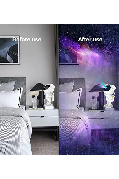 Genel Markalar Astronot Gece Lambası, Projeksiyon Nebula Ve Samanyolu Manzaralı Kumandalı