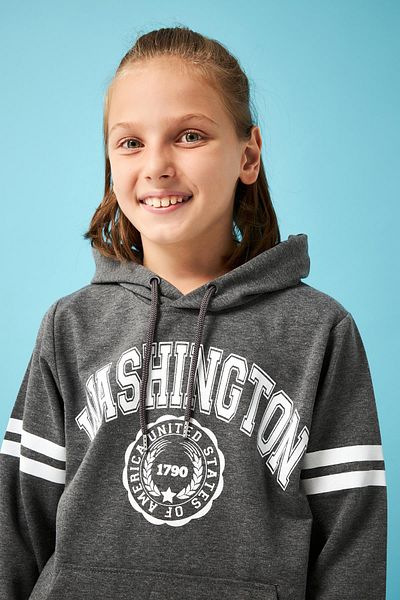 Perendi Φούτερ για αγόρι με κουκούλα Washington Printed Anthracite