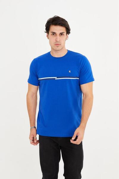 Rey Polo Crew Neck Stripe Detailed Basic T-Shirt