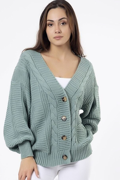 CoolLook Cardigan tricotat cu decolteu în V și model în dungi, cu mâneci lung...