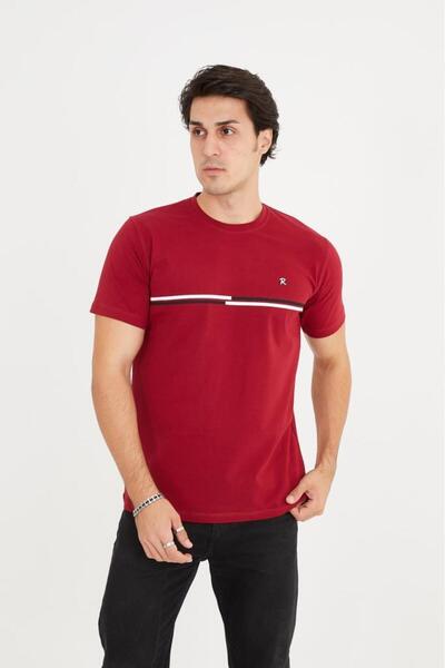 Rey Polo Crew Neck Stripe Detailed Basic T-Shirt