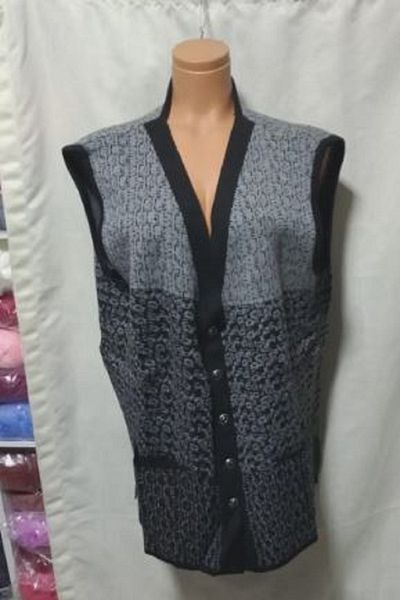 Cuma Triko Mother's Vest Floor Gray Black Slit Two Pockets 1 Piece