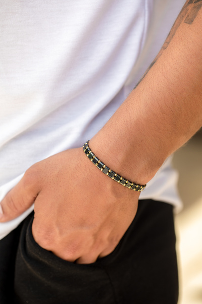 Cenova Jewelry 14 Ayar Altın Pırlanta Kesimli Siyah Seramik Erkek Bileklik