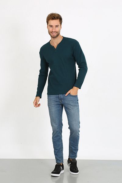 UOMOPARK 5524 NOUL SEZON V CUT CUT BUTONS Pulover
