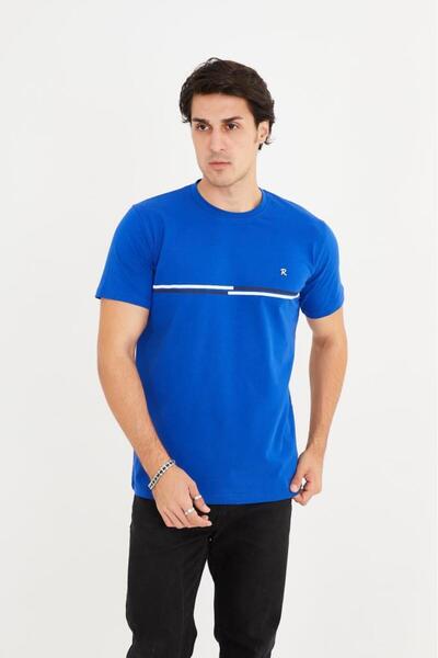 Rey Polo Crew Neck Stripe Detailed Basic T-Shirt