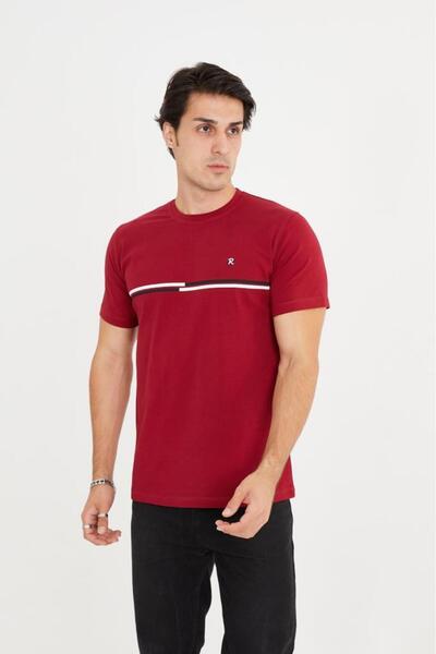 Rey Polo Crew Neck Stripe Detailed Basic T-Shirt
