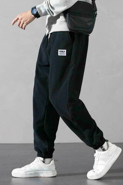 GENIUS STORE Polar Fabric Oversize Navy Blue Men's Sweatpants Oversize Sweatpants