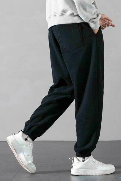 GENIUS STORE Polar Fabric Oversize Navy Blue Men's Sweatpants Oversize Sweatpants