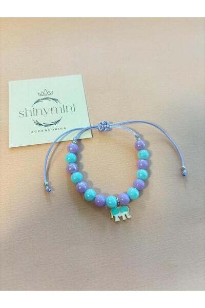 shinymini accessories Özel Tasarım Kız Çocuk Minik Fil Detaylı Mavi-Mor Renkl...