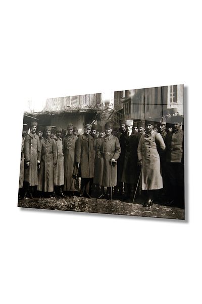 Rosyvien Mustafa Kemal Atatürk and Army War Souvenir Glass Painting, Home Office School Wall Decor Gift Tempered