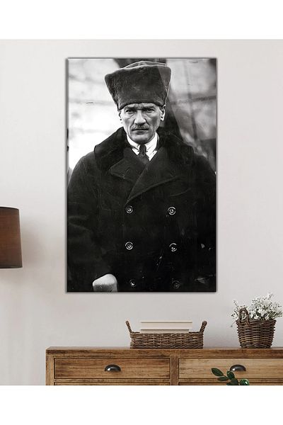 Rosyvien Mustafa Kemal Atatürk Portrait Glass Painting, Home Office School Wall Decoration, Gift, Uv Printed Tempered