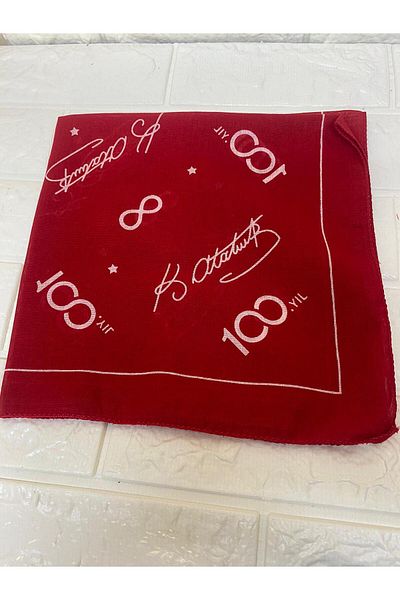 sema aksesuar 10 Pieces Red Atatürk Signed, Infinity 100thYear Kerchief - Bandana - 23 April, 29 October, 19 May