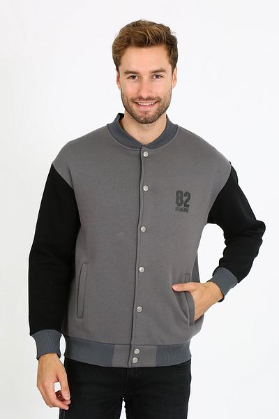 UOMOPARK 5325 SPECIAL COLLECTION SOFT TEXTURED, SPORTS COLLEGE CARDIGAN WITH FENCE DETAIL