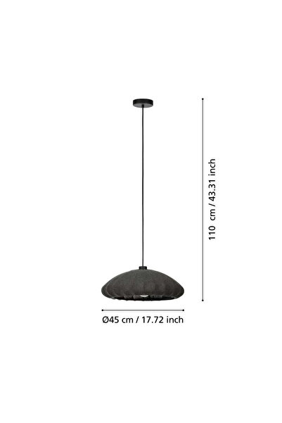 Eglo 43961 "BARLASTON" 110 Cm Yüksekliğinde Çelik Siyah Sarkıt Avize