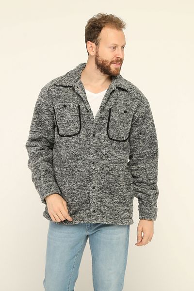 Owut Collection Ανδρική βελούδινη ζακέτα Anthracite Oversize Kangaroo Pocket