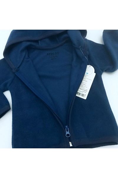 Aydodo Teddy Bear Patterned Zippered Hooded Fleece Cardigan
