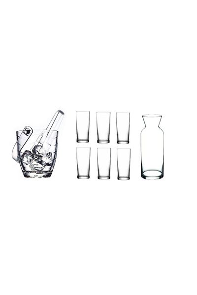 Paşabahçe Raki Glass and Ice Bucket Set 9 Pieces
