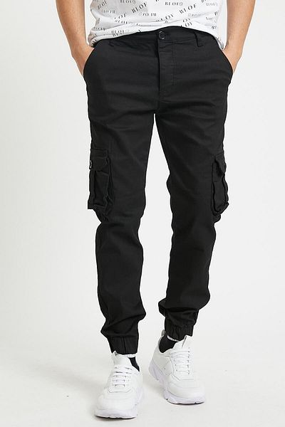 COOL TARZ Ανδρικό μαύρο παντελόνι Jogger με τσέπες Cargo και ελαστικά πόδια