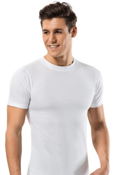 Erdem Tricou alb din bumbac pieptănat cu guler american pentru bărbați (pache...