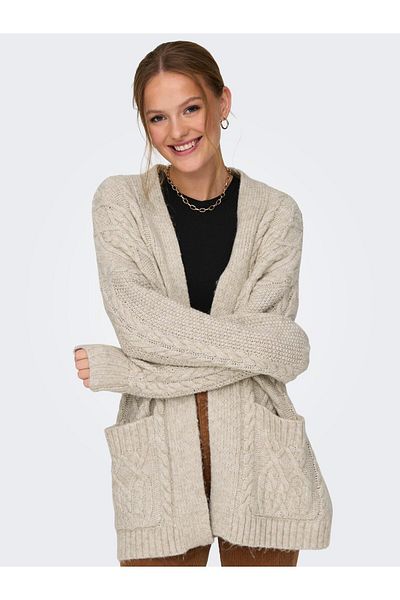 ONLY ONLCOZY LIFE LS OPEN CABLE CARDIGAN KNT V-Neck Cable Knitted Loose Cardigan with Pockets